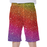 Rainbow (NOT Real) Glitter Artwork Print Men's Beach Shorts