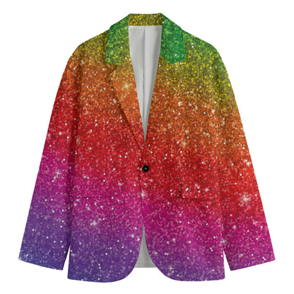 Rainbow (NOT Real) Glitter Artwork Print Men's Blazer