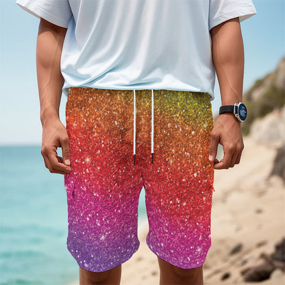 Rainbow (NOT Real) Glitter Artwork Print Men's Cargo Shorts