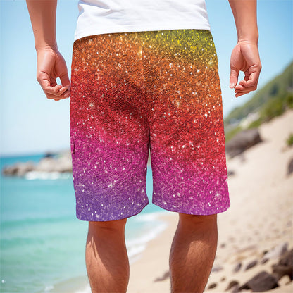 Rainbow (NOT Real) Glitter Artwork Print Men's Cargo Shorts