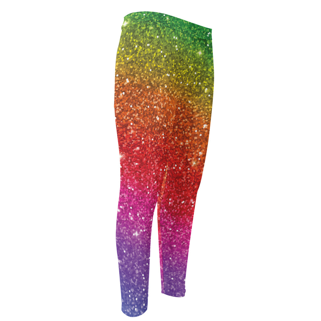 Rainbow (NOT Real) Glitter Artwork Print Men's Compression Pants