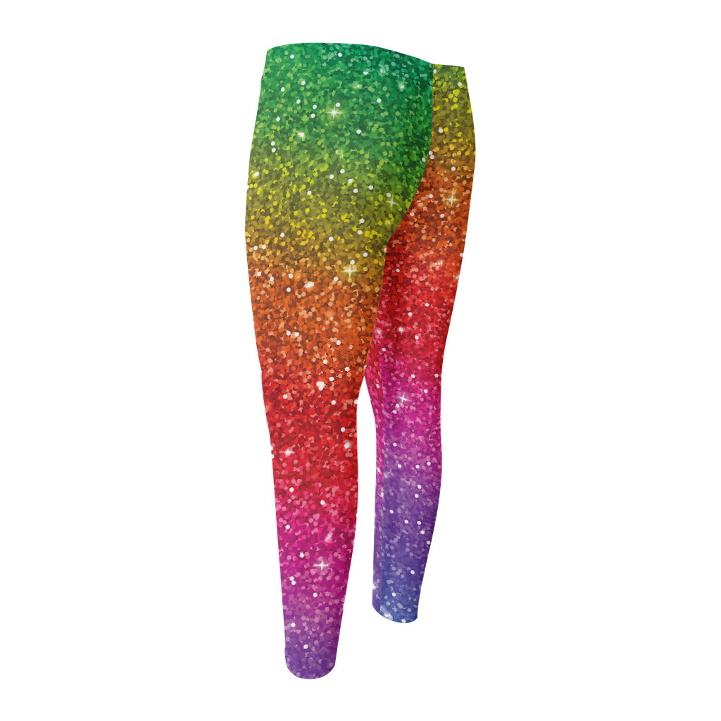 Rainbow (NOT Real) Glitter Artwork Print Men's Compression Pants