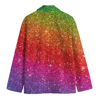 Rainbow (NOT Real) Glitter Artwork Print Men's Cotton Blazer