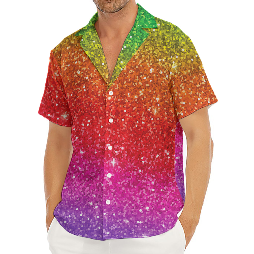 Rainbow (NOT Real) Glitter Artwork Print Men's Deep V-Neck Shirt