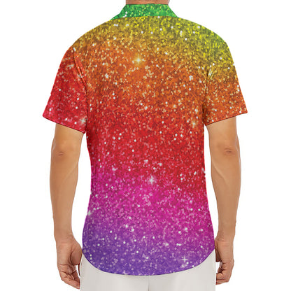 Rainbow (NOT Real) Glitter Artwork Print Men's Deep V-Neck Shirt