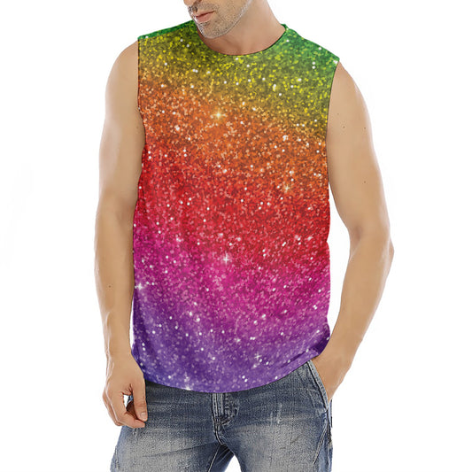 Rainbow (NOT Real) Glitter Artwork Print Men's Fitness Tank Top