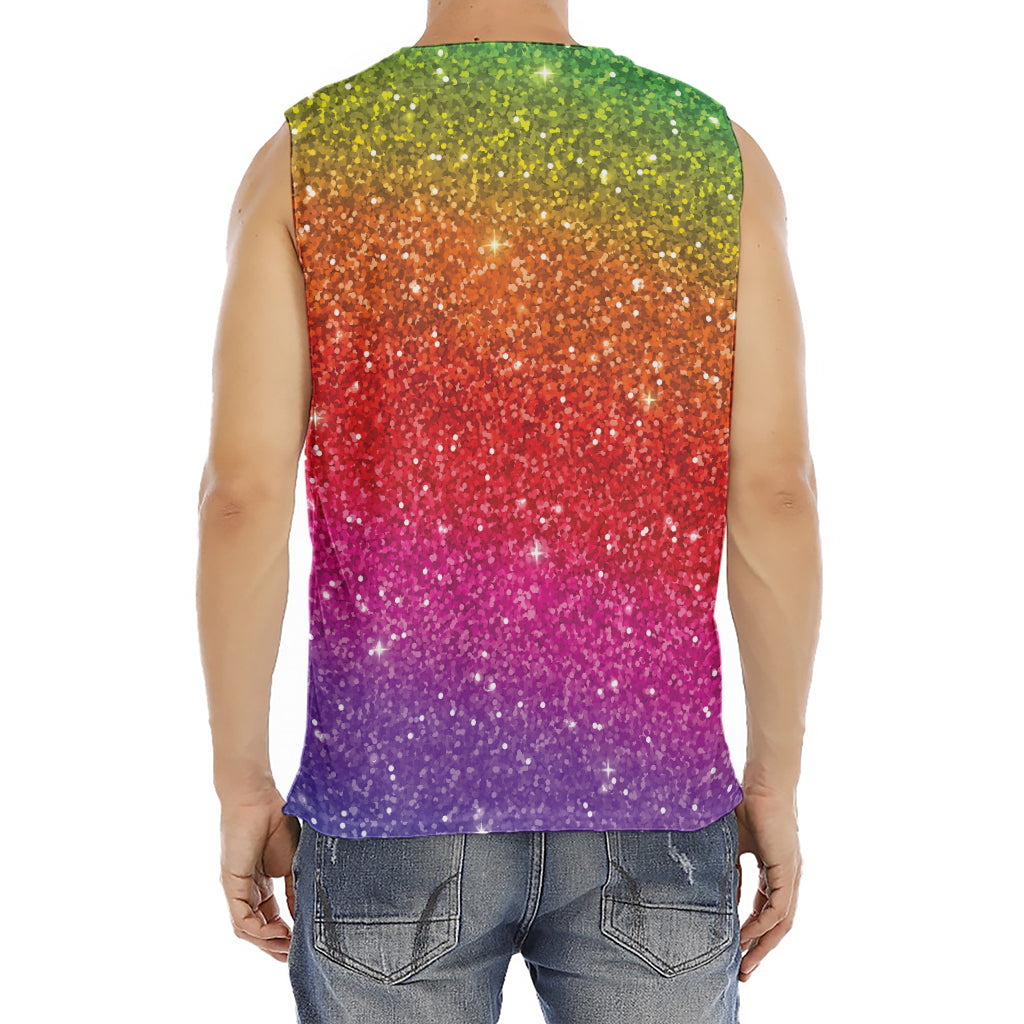 Rainbow (NOT Real) Glitter Artwork Print Men's Fitness Tank Top