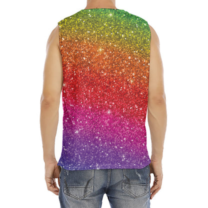 Rainbow (NOT Real) Glitter Artwork Print Men's Fitness Tank Top