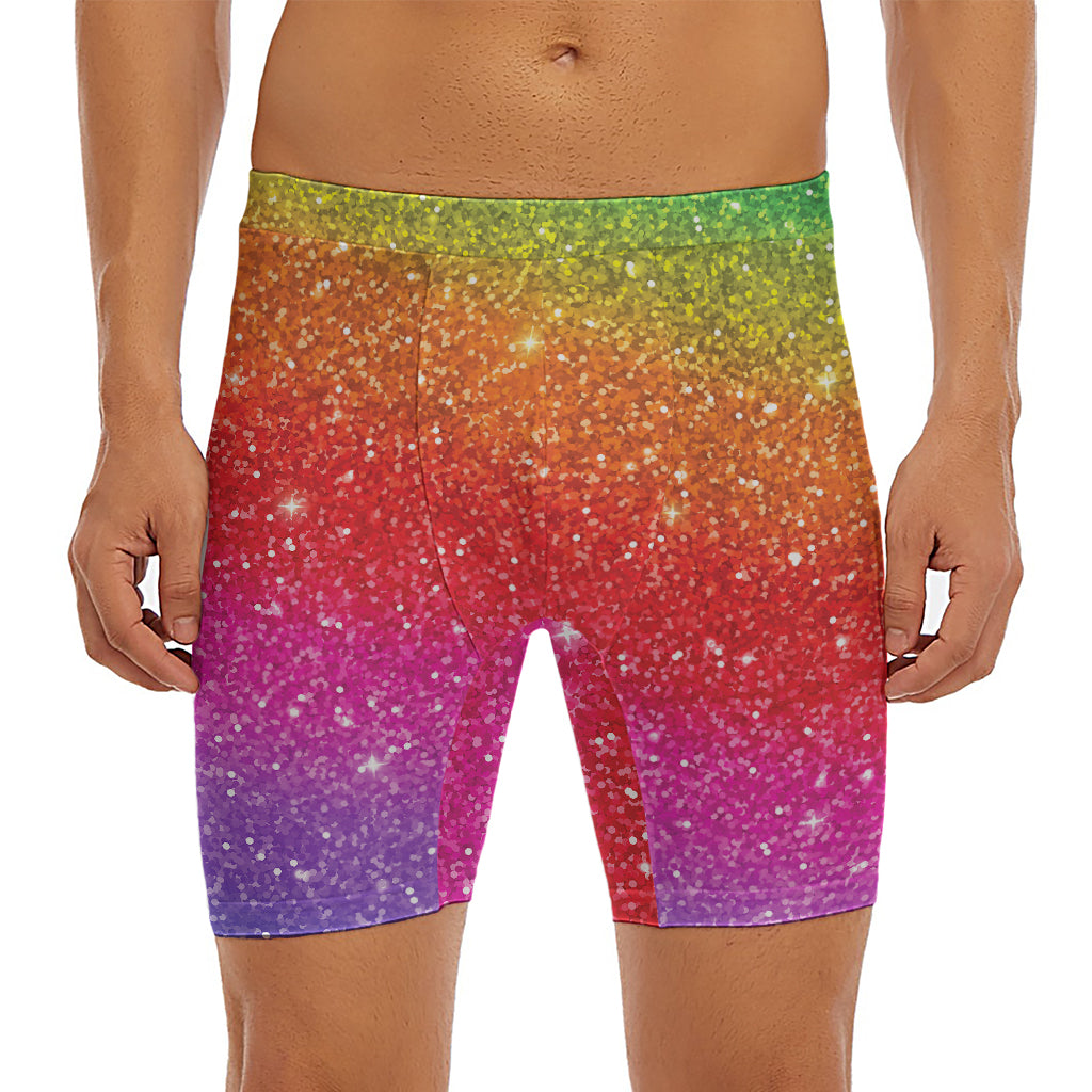 Rainbow (NOT Real) Glitter Artwork Print Men's Long Boxer Briefs