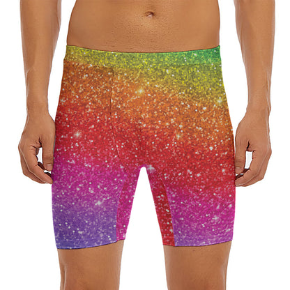 Rainbow (NOT Real) Glitter Artwork Print Men's Long Boxer Briefs