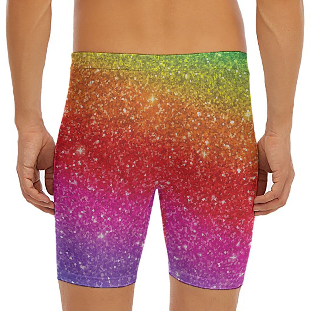 Rainbow (NOT Real) Glitter Artwork Print Men's Long Boxer Briefs