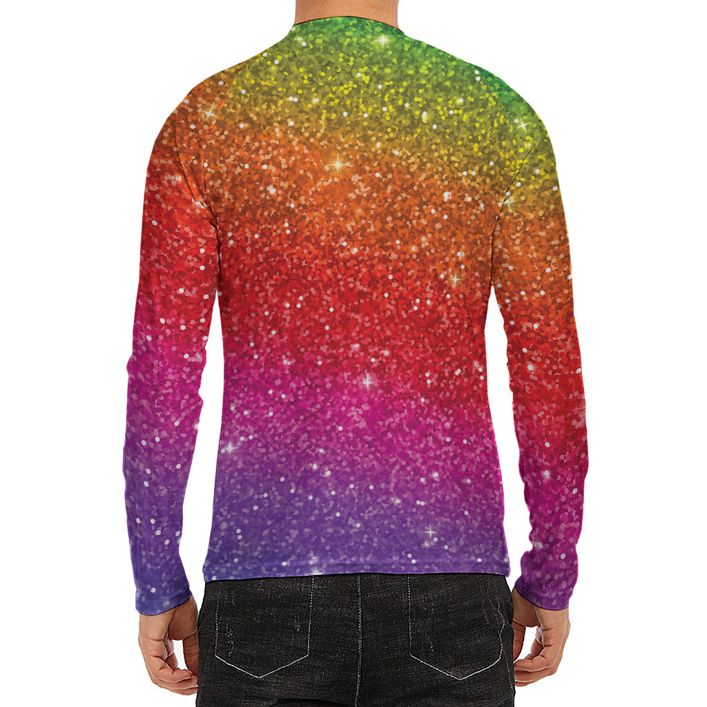 Rainbow (NOT Real) Glitter Artwork Print Men's Long Sleeve Rash Guard