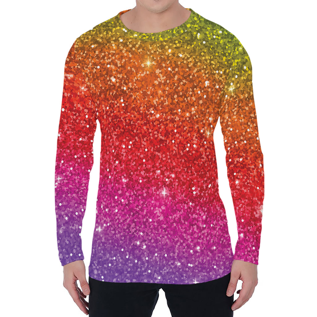 Rainbow (NOT Real) Glitter Artwork Print Men's Long Sleeve T-Shirt