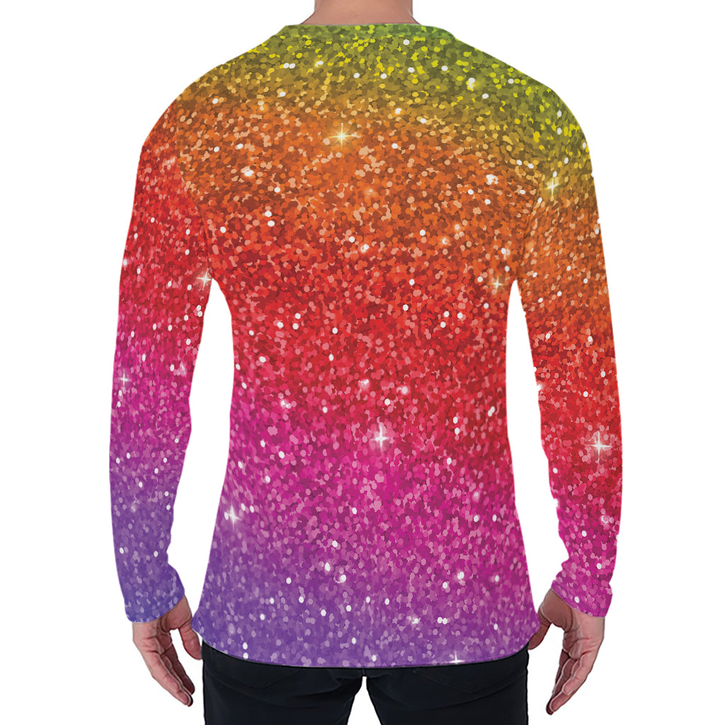 Rainbow (NOT Real) Glitter Artwork Print Men's Long Sleeve T-Shirt