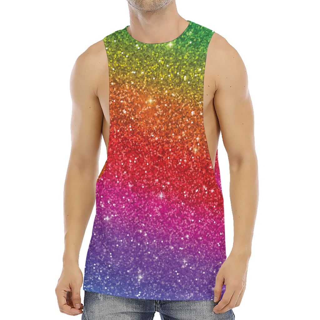 Rainbow (NOT Real) Glitter Artwork Print Men's Muscle Tank Top