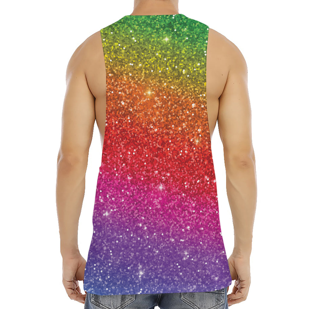 Rainbow (NOT Real) Glitter Artwork Print Men's Muscle Tank Top