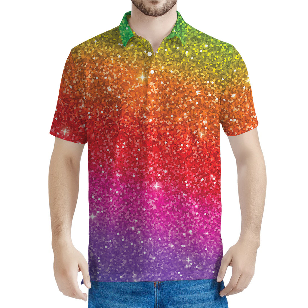 Rainbow (NOT Real) Glitter Artwork Print Men's Polo Shirt