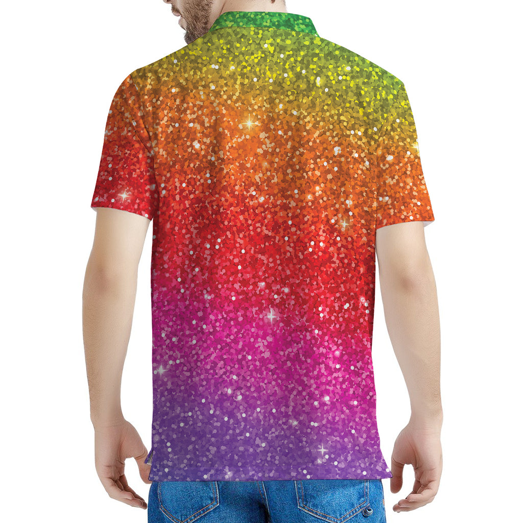 Rainbow (NOT Real) Glitter Artwork Print Men's Polo Shirt