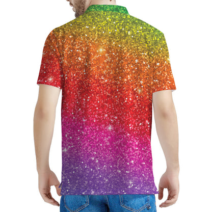 Rainbow (NOT Real) Glitter Artwork Print Men's Polo Shirt