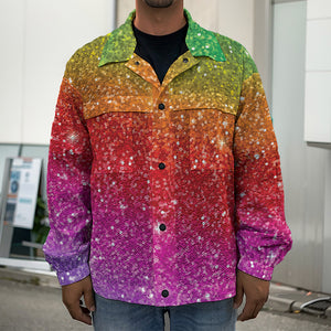 Rainbow (NOT Real) Glitter Artwork Print Men's Shirt Jacket