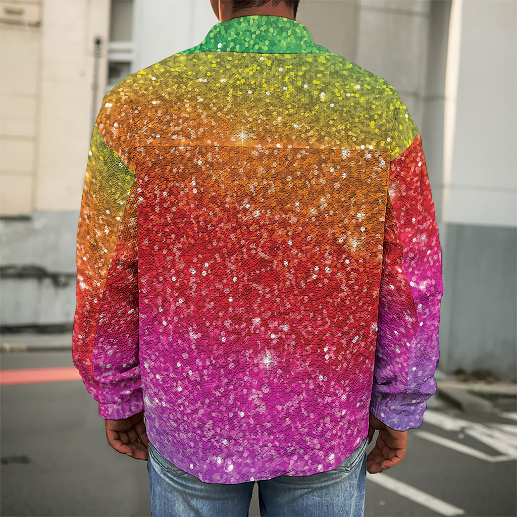 Rainbow (NOT Real) Glitter Artwork Print Men's Shirt Jacket