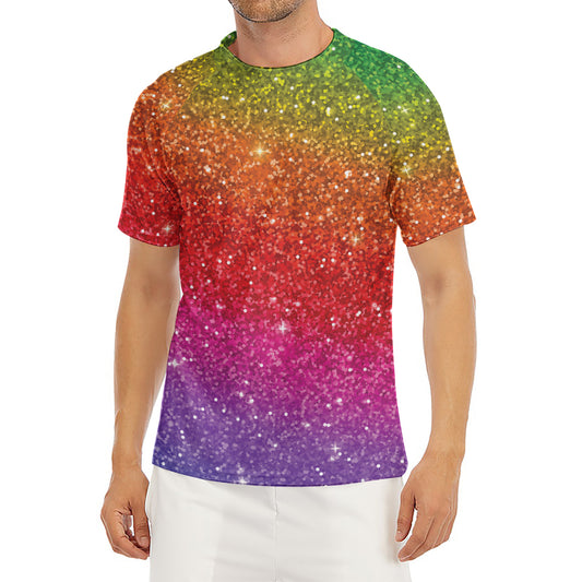 Rainbow (NOT Real) Glitter Artwork Print Men's Short Sleeve Rash Guard