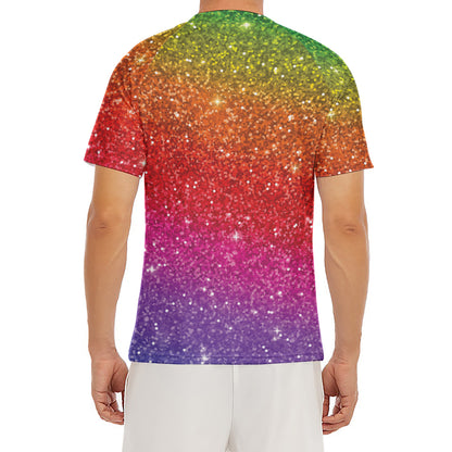 Rainbow (NOT Real) Glitter Artwork Print Men's Short Sleeve Rash Guard