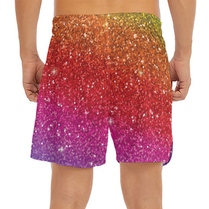 Rainbow (NOT Real) Glitter Artwork Print Men's Split Running Shorts