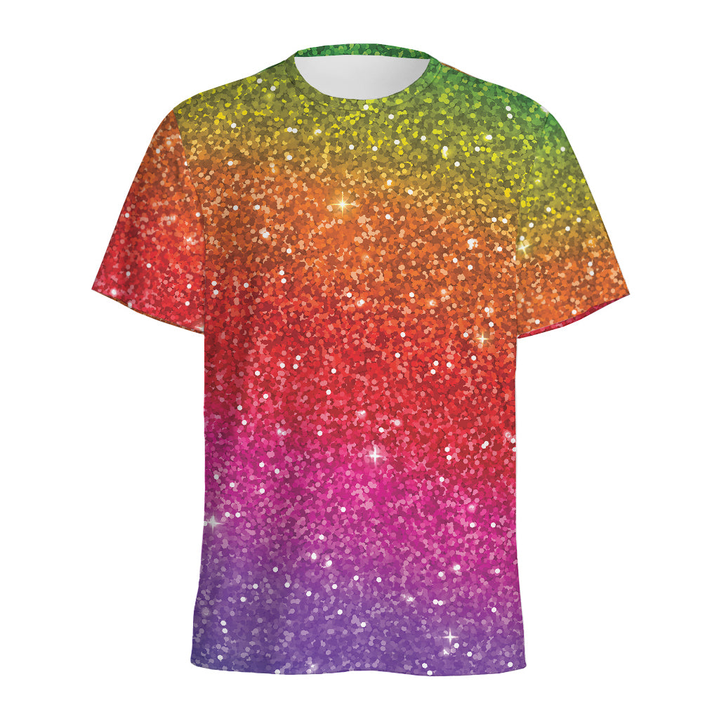 Rainbow (NOT Real) Glitter Artwork Print Men's Sports T-Shirt
