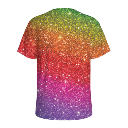 Rainbow (NOT Real) Glitter Artwork Print Men's Sports T-Shirt