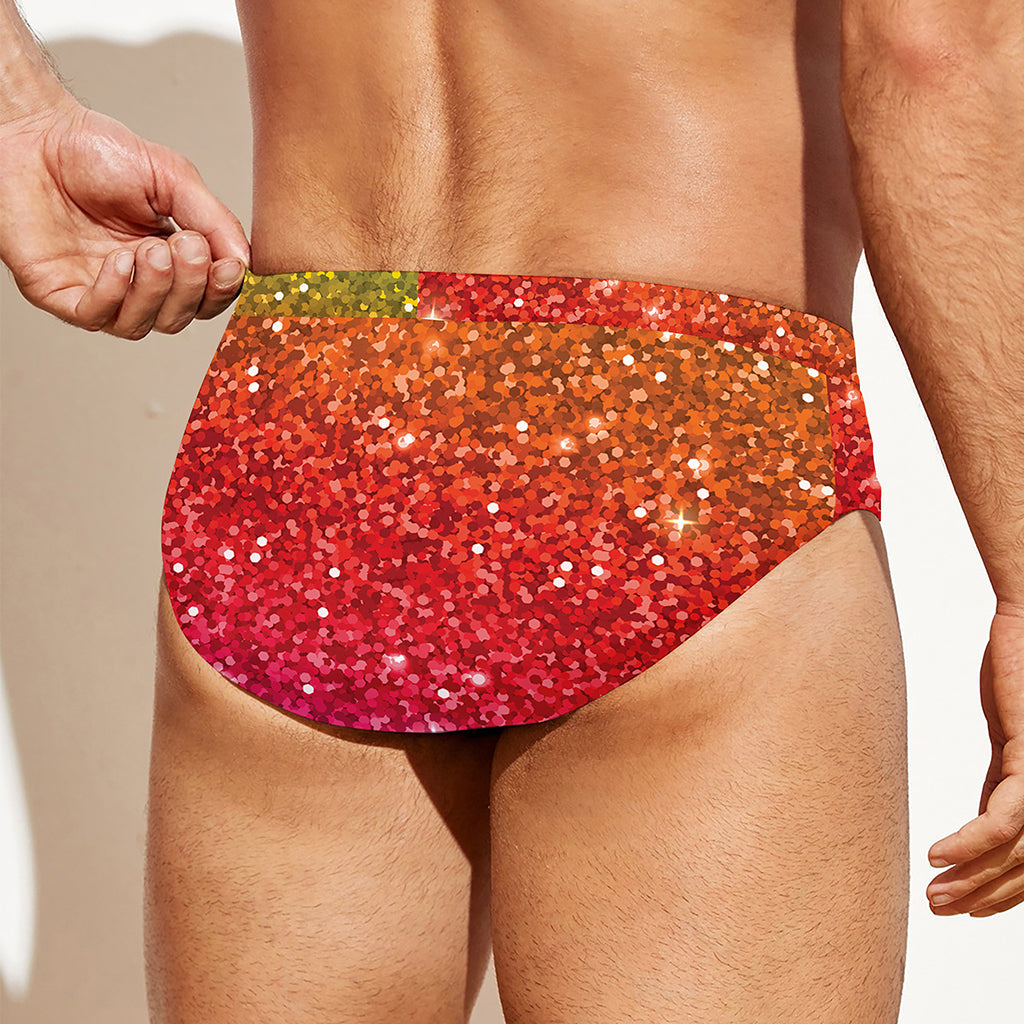 Rainbow (NOT Real) Glitter Artwork Print Men's Swim Briefs