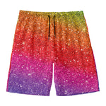 Rainbow (NOT Real) Glitter Artwork Print Men's Swim Trunks