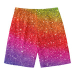 Rainbow (NOT Real) Glitter Artwork Print Men's Swim Trunks