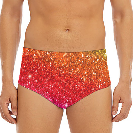 Rainbow (NOT Real) Glitter Artwork Print Men's Triangle Swim Briefs