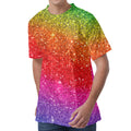 Rainbow (NOT Real) Glitter Artwork Print Men's Velvet T-Shirt