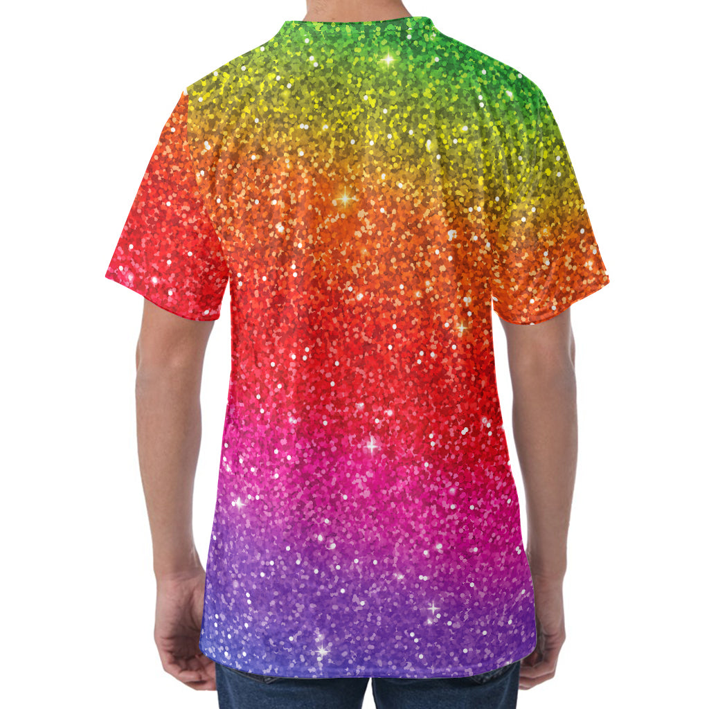 Rainbow (NOT Real) Glitter Artwork Print Men's Velvet T-Shirt
