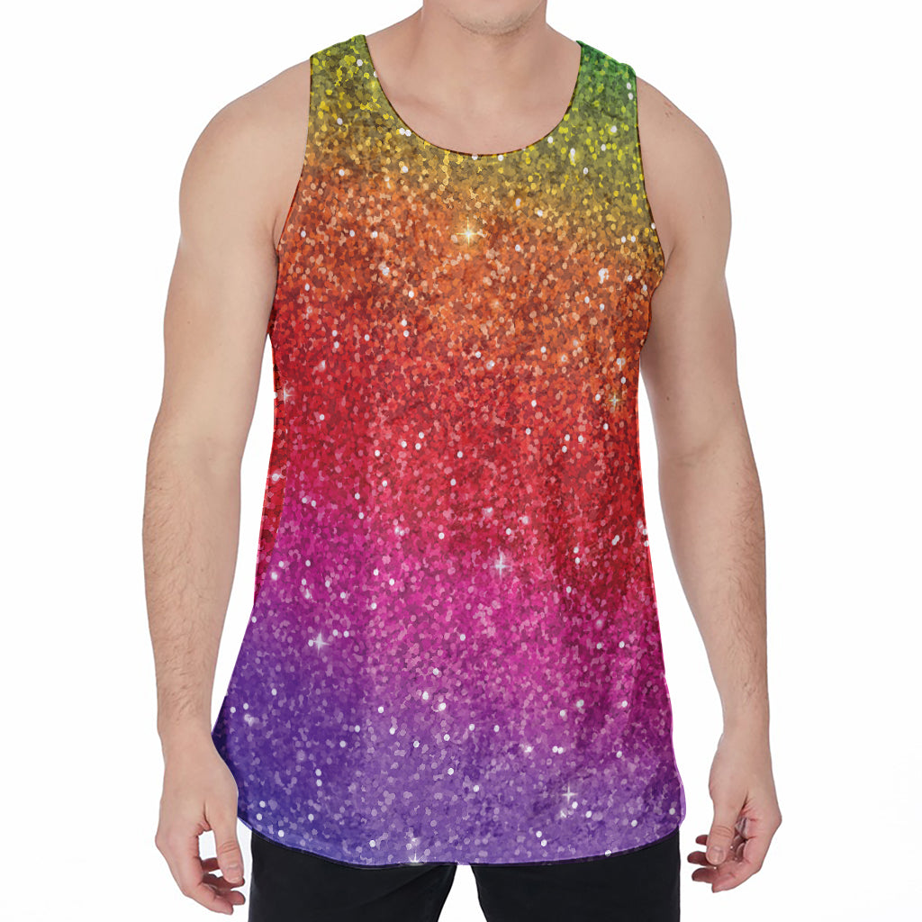 Rainbow (NOT Real) Glitter Artwork Print Men's Velvet Tank Top