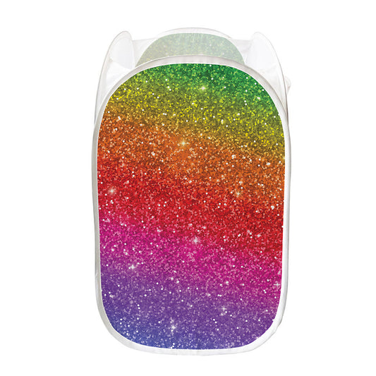 Rainbow (NOT Real) Glitter Artwork Print Mesh Laundry Hamper