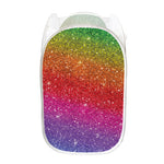 Rainbow (NOT Real) Glitter Artwork Print Mesh Laundry Hamper