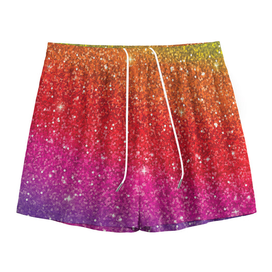 Rainbow (NOT Real) Glitter Artwork Print Mesh Shorts