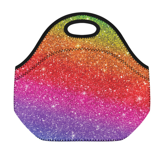 Rainbow (NOT Real) Glitter Artwork Print Neoprene Lunch Bag