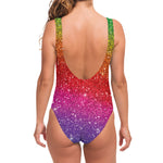 Rainbow (NOT Real) Glitter Artwork Print One Piece Swimsuit