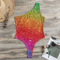 Rainbow (NOT Real) Glitter Artwork Print One Shoulder Bodysuit