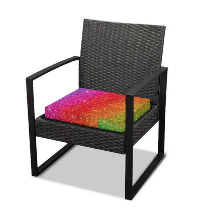 Rainbow (NOT Real) Glitter Artwork Print Outdoor Seat Cushion Cover