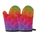 Rainbow (NOT Real) Glitter Artwork Print Oven Mitts