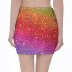 Rainbow (NOT Real) Glitter Artwork Print Pencil Mini Skirt