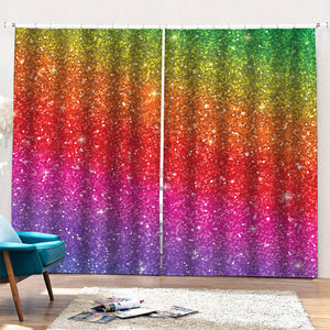 Rainbow (NOT Real) Glitter Artwork Print Pencil Pleat Curtains