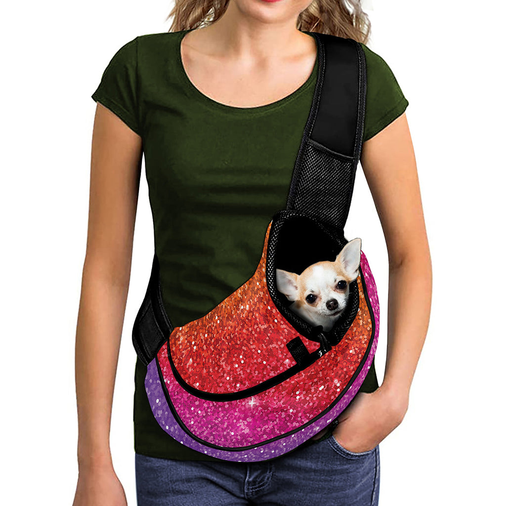 Rainbow (NOT Real) Glitter Artwork Print Pet Sling Carrier
