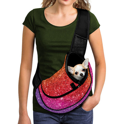 Rainbow (NOT Real) Glitter Artwork Print Pet Sling Carrier