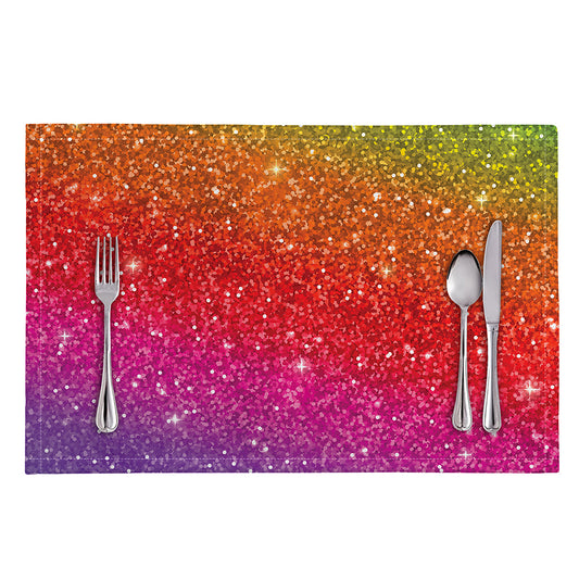 Rainbow (NOT Real) Glitter Artwork Print Placemat